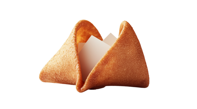 Fortune cookie close up, created with Generative AI technology, PNG