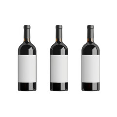 Symmetrical Display of Three Wine Bottles with Plain White Labels for Branding or Advertising Concepts