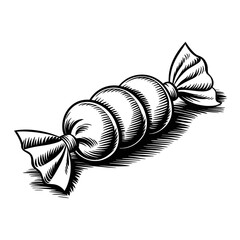 Traditional Candy Illustration, Black and White, Nostalgic Sweets