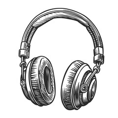 Headphones Sketch, Black and White, Audio Equipment