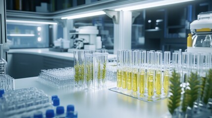 Modern Laboratory with Test Tubes and Beakers