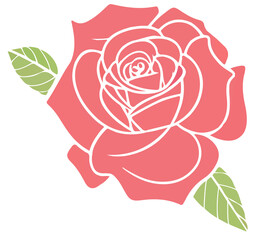 Pink Elegant Rose Flat Icon