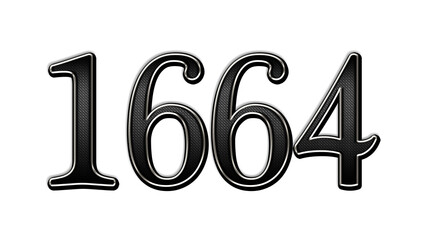 black metal 3d design of number 1664 on white background.