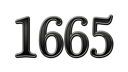 black metal 3d design of number 1665 on white background.