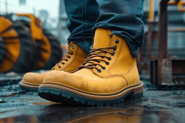 Workwear boots highlight quality design with slip-resistant features, ideal for professionals needing durable footwear in industrial settings.