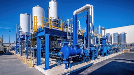 Fototapeta premium A Carbon Capture and Storage Facility Showcases Advanced Technologies in Industrial Processes and Power Plants for CO2 Reduction and Sustainability.