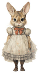 Obraz premium PNG A cute animal character with dress drawing sketch illustrated.