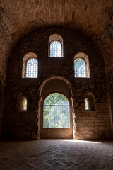 Fototapeta premium Old Monastery of San Juan de la Peña, Romanesque art and the first royal pantheon in Aragon in Huesca, Spain