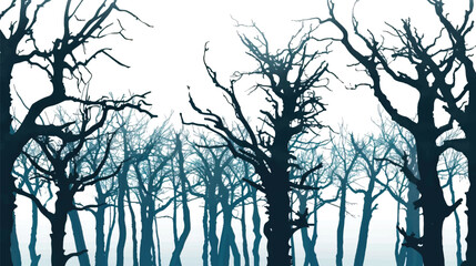 Fototapeta premium A forest of bare winter trees. silhouette illustration