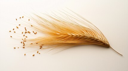 Ear of Grain with Seeds on Light Background