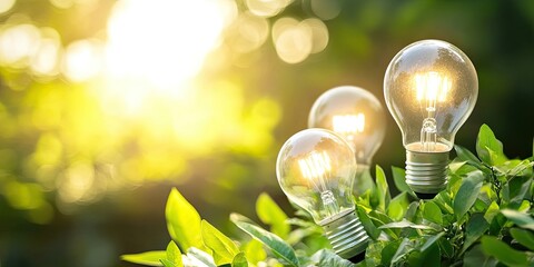 Energy saving light bulbs alongside a globe represent a commitment to sustainability and efficient energy use while promoting eco friendly practices and choices.