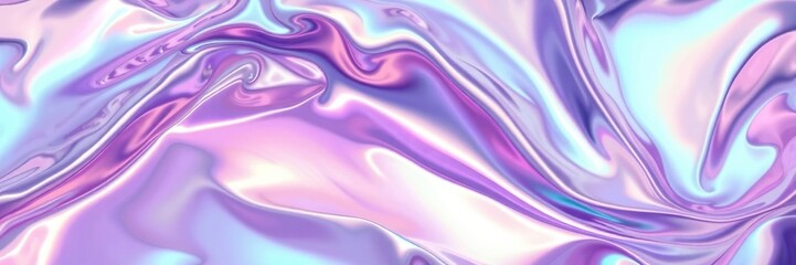 Shiny crumpled metallic holographic wave with fluid motion and vibrant colors, shiny, abstract, metallic