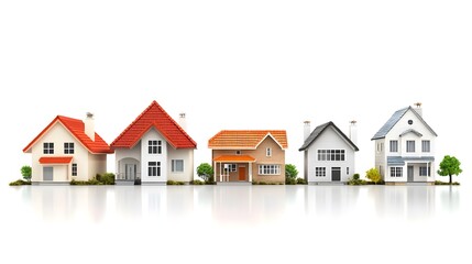 Diverse styles of residential houses in a row