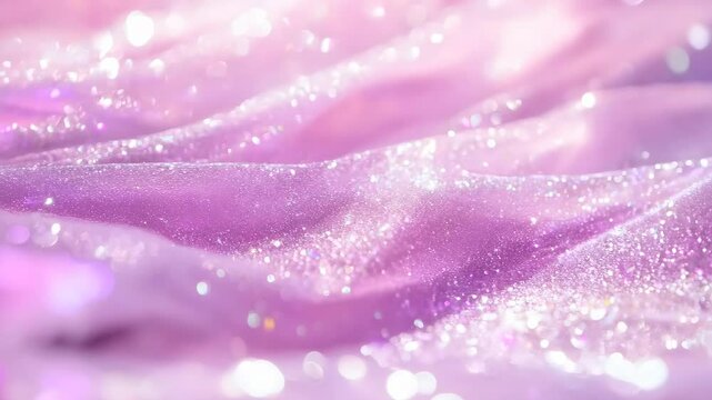 A soft pastel pink and lilac background with an ethereal, iridescent glitter effect that shines under the light.
