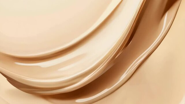  Beige liquid foundation texture background with cosmetic products for beauty concept.