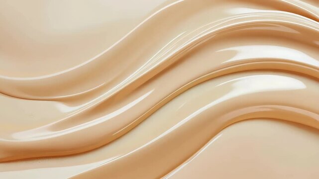  Beige liquid foundation texture background with cosmetic products for beauty concept.
