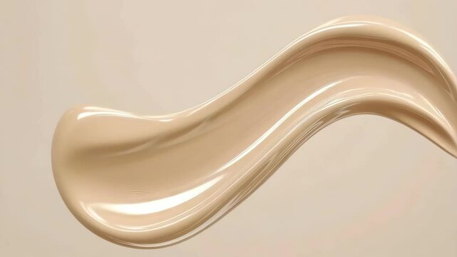  Beige liquid foundation texture background with cosmetic products for beauty concept.