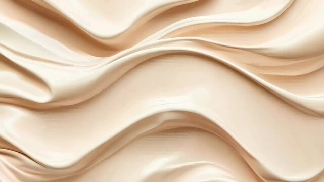  Beige liquid foundation texture background with cosmetic products for beauty concept.