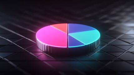Fototapeta premium Vibrant 3D Pie Chart on a Dark Background