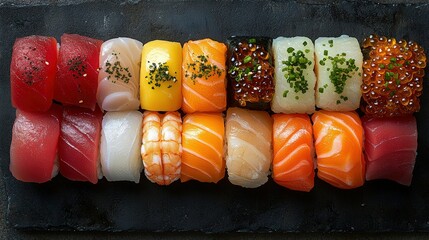 Elegant Plate of Assorted Fresh Sushi