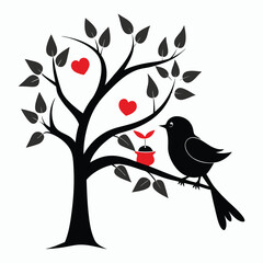 a love bird is tree food eating silhouette