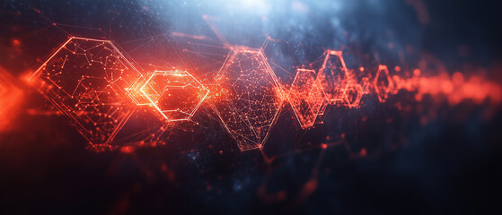 Abstract Red and Blue Digital Network.