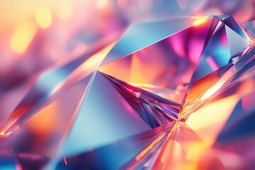Abstract, futuristic and glass reflection with prism for sci fi or wallpaper, creative and crysta