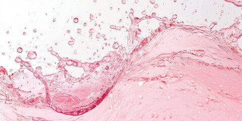 A splash of champagne against a white backdrop. This close up features a pink beverage perfect for festive celebrations and joyous holidays.