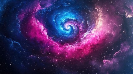 Obraz premium Abstract artwork with a galaxy-like texture created using spray paint. The corkscrew design enhances the texture of acrylic paint, presenting a modern art feel with ample copy space.