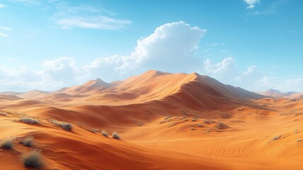 Naklejka premium Vast Desert Landscape Under a Blue Sky