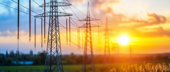 Power Lines at Sunset.