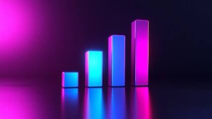 Colorful Chart Bars with Neon Glow Effect