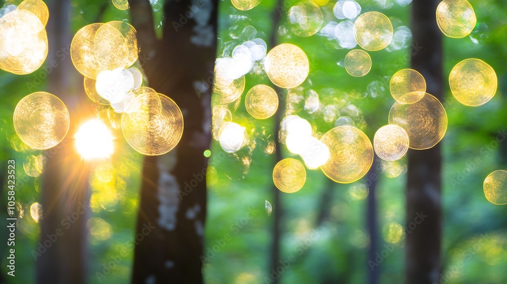 Wall mural abstract sunbeams through trees a nature photography backdrop for website or blog abstract gradient 