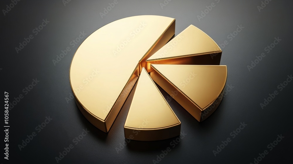 Poster Golden Pie Chart Representation of Data Analysis