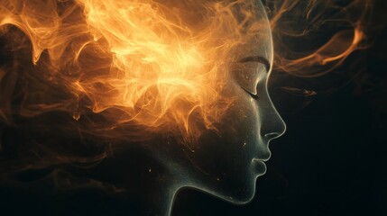 mind power and control in self-development visualized on a dark background symbolizing focus and growth with copy space