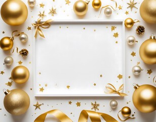 Fototapeta premium festive flat lay with golden ornaments