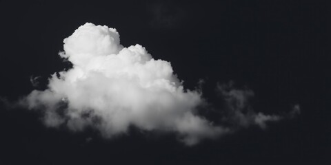 Fluffy white cloud on a dark black background, background, cloud