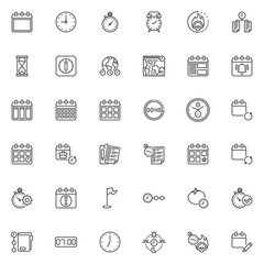 Time related line icons set