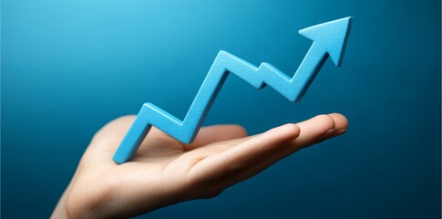 Hand Holding Upward Growth Graph with Arrow