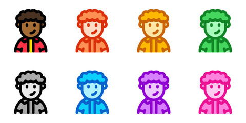 Editable person with curly hair avatar vector icon. User, profile, identity, persona. Part of a big icon set family. Perfect for web and app interfaces, presentations, infographics, etc