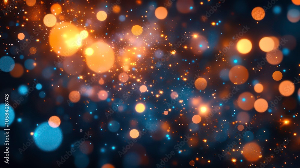 Poster A vibrant abstract background filled with shimmering bokeh lights in various colors.