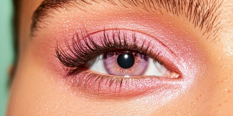 Obraz premium closeup of two hybrid lavender purple flowers with pinkish irises and green stems on a soft green background with copy space.