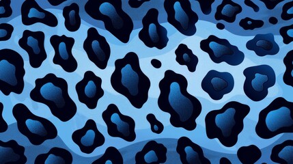 Obraz premium Abstract blue and black leopard print pattern with wavy lines.