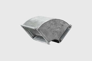 Curved galvanized metal ventilation duct elbow for air distribution systems in industrial and...