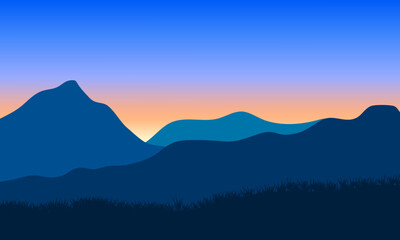 Obraz premium illustration of mountain scenery at dawn