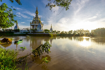 The background of an important tourist attraction in Khon Kaen Province (Wat Thung Setthi) is a...