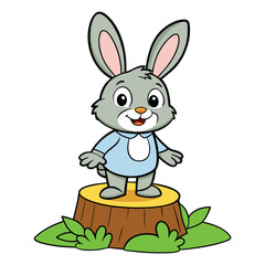 cute bunny standing on tree stump vector image