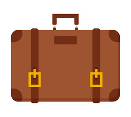 Retro suitcase brown travel baggage clipart flat illustration