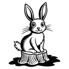 cute bunny standing on tree stump vector image
