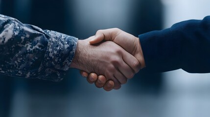 Service Member and Civilian Handshake Moment